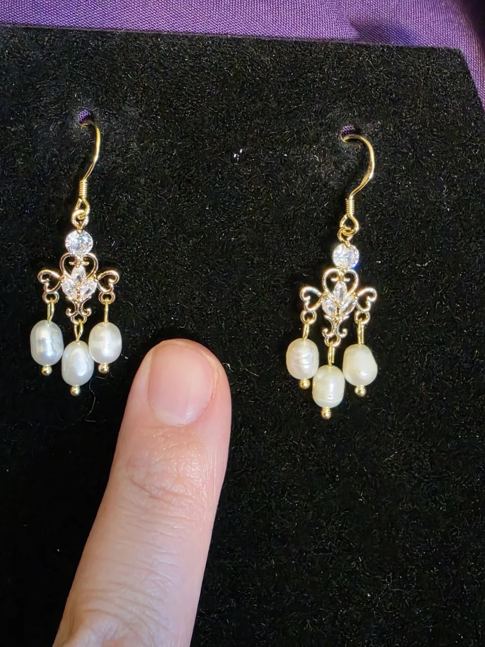 Gold Pearl Drop Chandelier Earrings